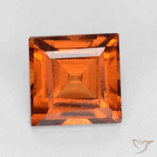 1.23ct Натуральный Темно-оранжевый Гранат Гессонит, Квадрат, Чистота VS