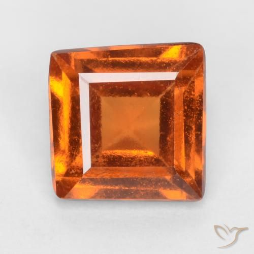 1.42ct Натуральный Темно-оранжевый Гранат Гессонит, Квадрат, Чистота VS