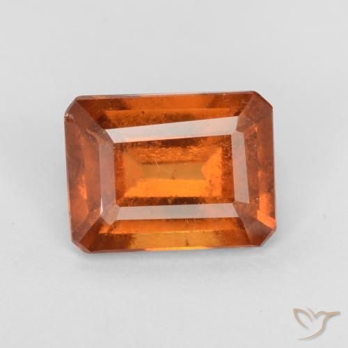 1.60ct Натуральный Темно-оранжевый Гранат Гессонит, Изумрудная огранка, Чистота VS