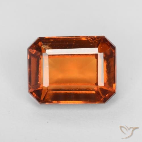 2.15ct Натуральный Красновато-оранжевый Гранат Гессонит, Изумрудная огранка, Чистота VS