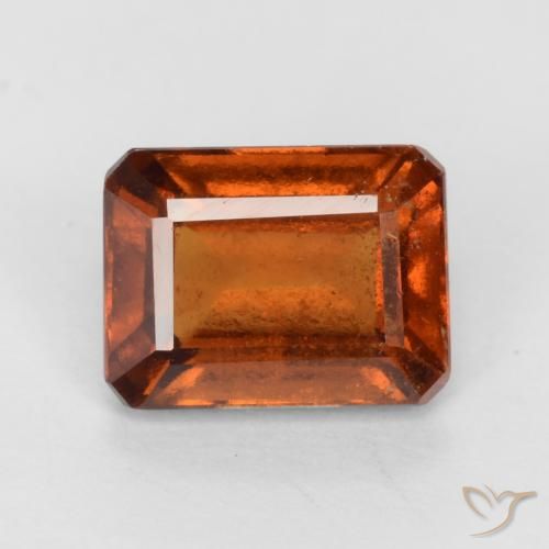 2.06ct Натуральный Средне-темно-оранжевый Гранат Гессонит, Изумрудная огранка, VS-SI