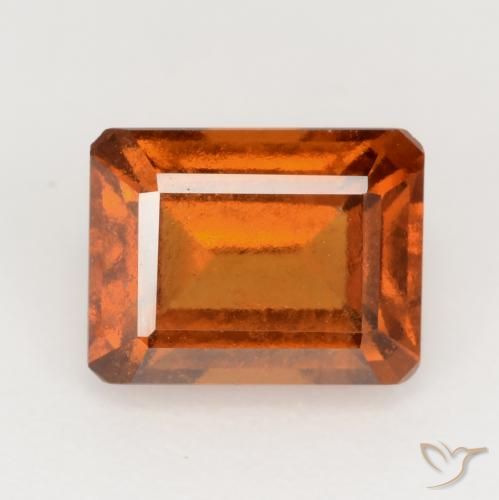 2.15ct Натуральный Темно-оранжевый Гранат Гессонит, Изумрудная огранка, Чистота VS