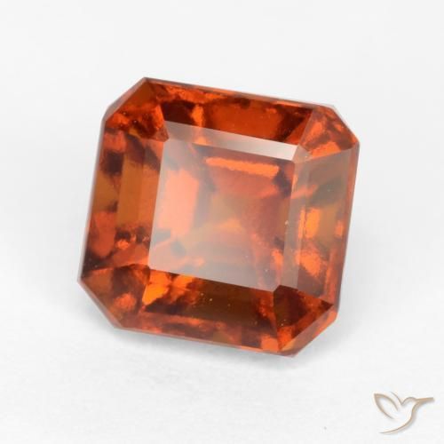 1.98ct Натуральный Темно-оранжевый Гранат Гессонит, Изумрудная огранка, VVS-VS