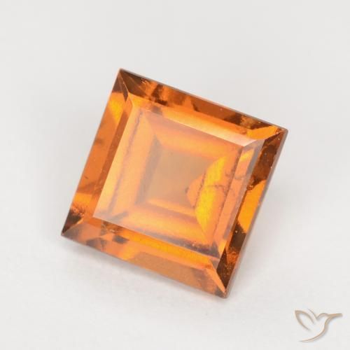 1.30ct Натуральный Ярко-оранжевый Гранат Гессонит, Квадрат, SI
