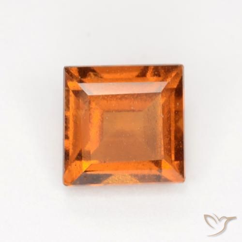 1.29ct Натуральный Желтовато-оранжевый Гранат Гессонит, Квадрат, VS-SI