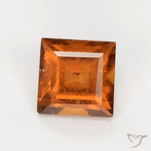 1.37ct Натуральный Темно-оранжевый Гранат Гессонит, Квадрат, SI
