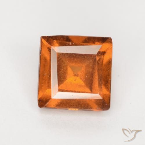 1.43ct Натуральный Средне-темно-оранжевый Гранат Гессонит, Квадрат, VS-SI