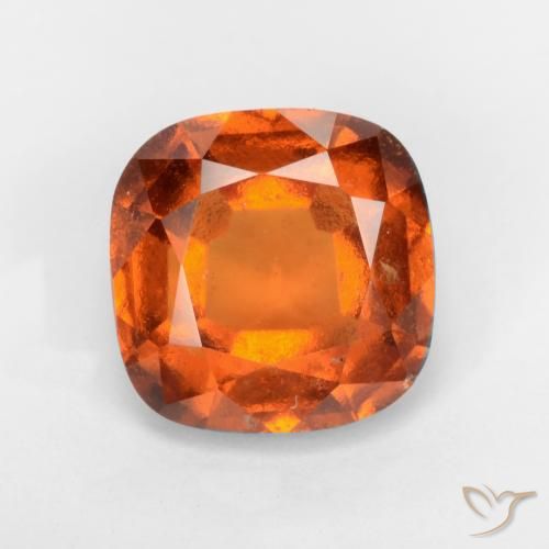 1.78ct Натуральный Темно-оранжевый Гранат Гессонит, Подушка, VS-SI