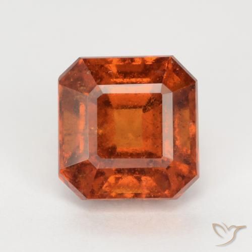 2.50ct Натуральный Темно-оранжевый Гранат Гессонит, Изумрудная огранка, SI