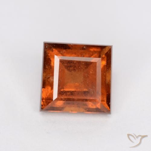 1.64ct Натуральный Темно-оранжевый Гранат Гессонит, Квадрат, SI
