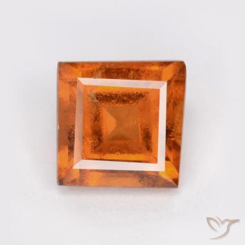 1.28ct Натуральный Темно-оранжевый Гранат Гессонит, Квадрат, SI