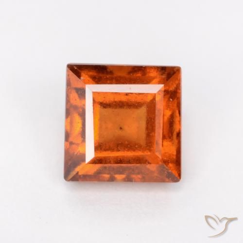 1.57ct Натуральный Темно-оранжевый Гранат Гессонит, Квадрат, VS-SI
