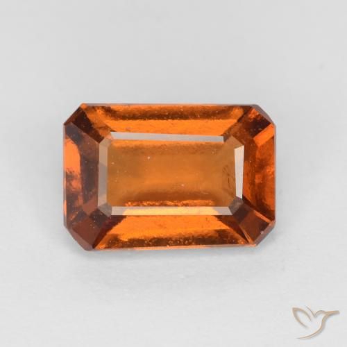 1.35ct Натуральный Темно-оранжевый Гранат Гессонит, Изумрудная огранка, Чистота VS