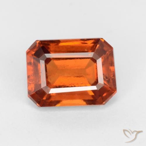 1.67ct Натуральный Темно-оранжевый Гранат Гессонит, Изумрудная огранка, VS-SI