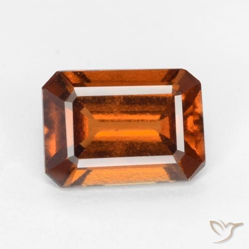1.61ct Натуральный Темно-оранжевый Гранат Гессонит, Изумрудная огранка, Чистота VS