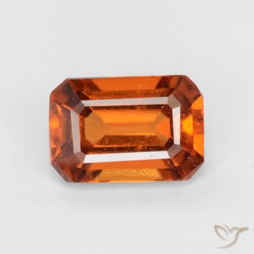 1.37ct Натуральный Средне-темно-оранжевый Гранат Гессонит, Изумрудная огранка, Чистота VS