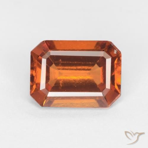 1.50ct Натуральный Средне-темно-оранжевый Гранат Гессонит, Изумрудная огранка, VS-SI