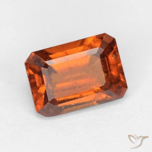 1.35ct Натуральный Темно-оранжевый Гранат Гессонит, Изумрудная огранка, VS-SI