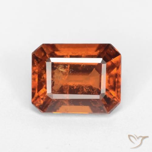 1.62ct Натуральный Темно-оранжевый Гранат Гессонит, Изумрудная огранка, SI