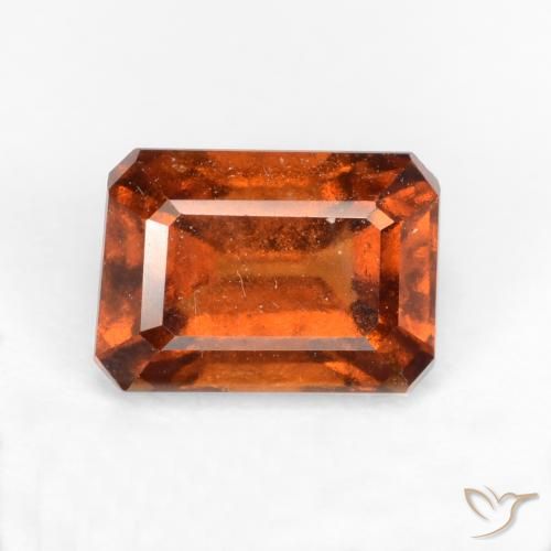 1.44ct Натуральный Темно-оранжевый Гранат Гессонит, Изумрудная огранка, SI