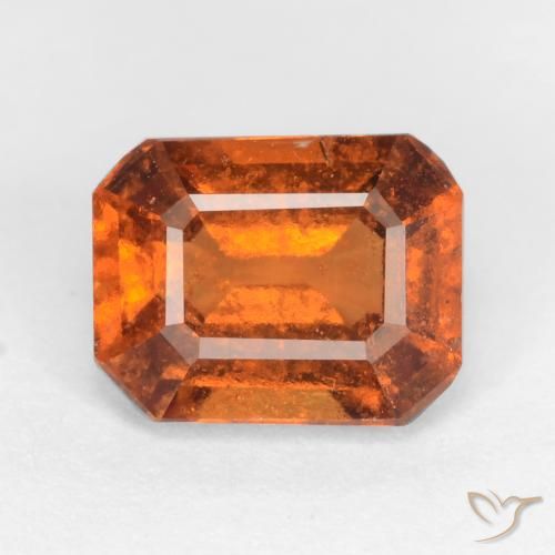 1.66ct Натуральный Средне-темно-оранжевый Гранат Гессонит, Изумрудная огранка, SI