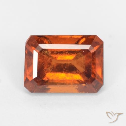 1.45ct Натуральный Янтарный Апельсин Гранат Гессонит, Изумрудная огранка, SI