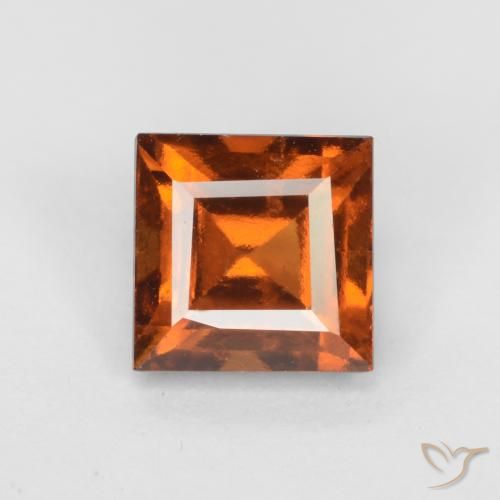1.55ct Натуральный Темно-оранжевый Гранат Гессонит, Квадрат, VS-SI