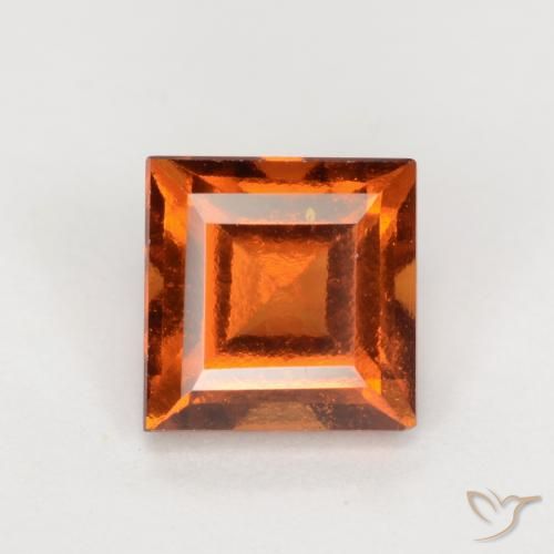 1.53ct Натуральный Красновато-оранжевый Гранат Гессонит, Квадрат, Чистота VS