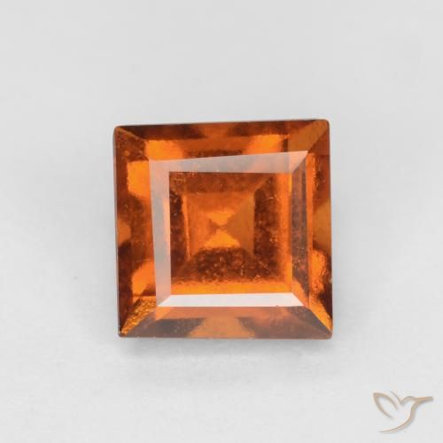 1.53ct Натуральный Средне-темно-оранжевый Гранат Гессонит, Квадрат, Чистота VS