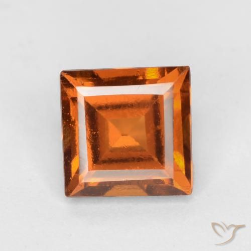 1.37ct Натуральный Темно-оранжевый Гранат Гессонит, Квадрат, Чистота VS
