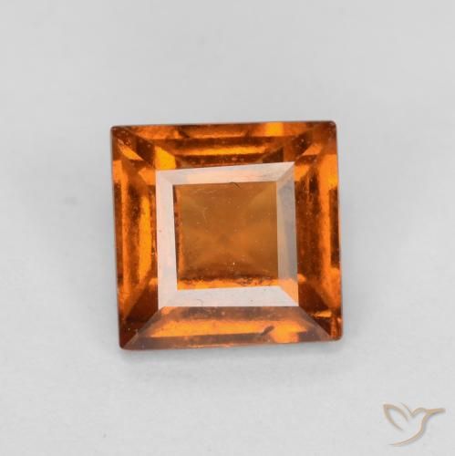 1.42ct Натуральный Темно-оранжевый Гранат Гессонит, Квадрат, SI
