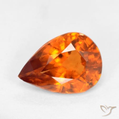 1.17ct Натуральный Средне-темно-оранжевый Гранат Гессонит, Форма груши, VS-SI