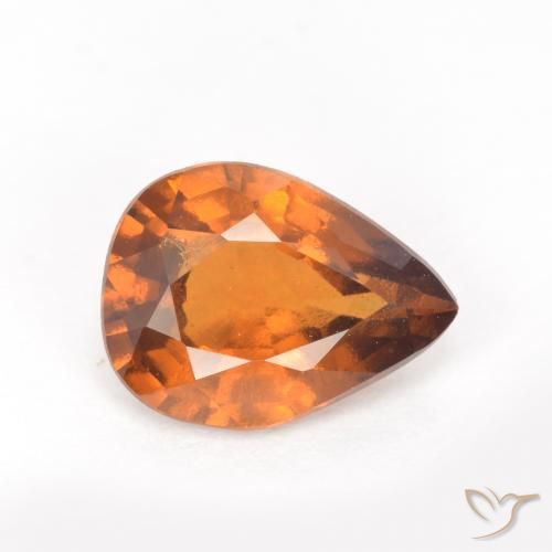 1.20ct Натуральный Землистый апельсин Гранат Гессонит, Форма груши, VS-SI