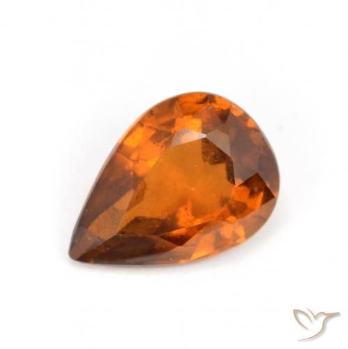 1.15ct Натуральный Средне-темно-оранжевый Гранат Гессонит, Форма груши, VS-SI