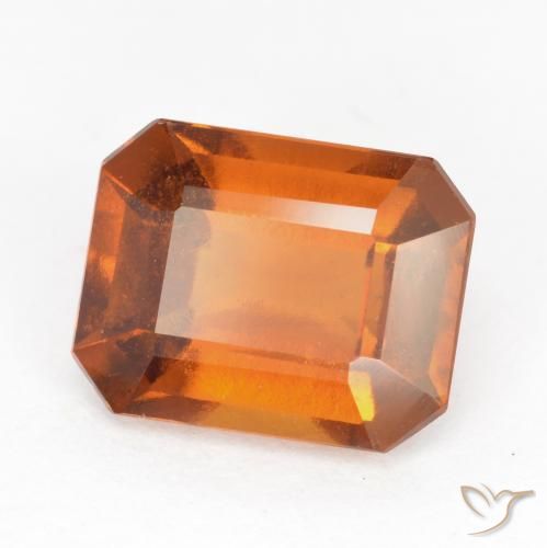 2.36ct Натуральный Средне-темно-оранжевый Гранат Гессонит, Изумрудная огранка, Чистота VS