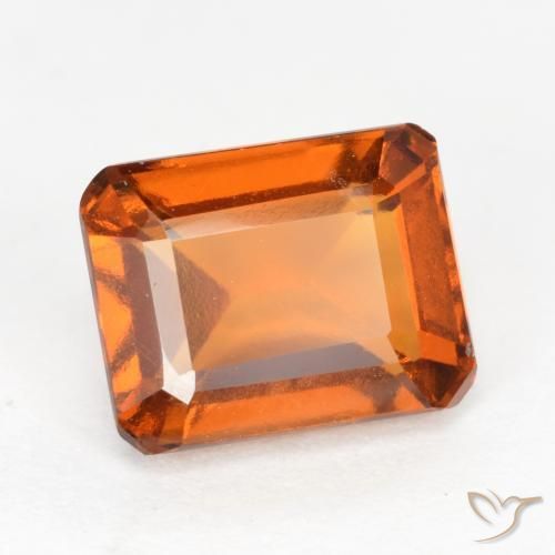2.12ct Натуральный Темно-оранжевый Гранат Гессонит, Изумрудная огранка, Чистота VS
