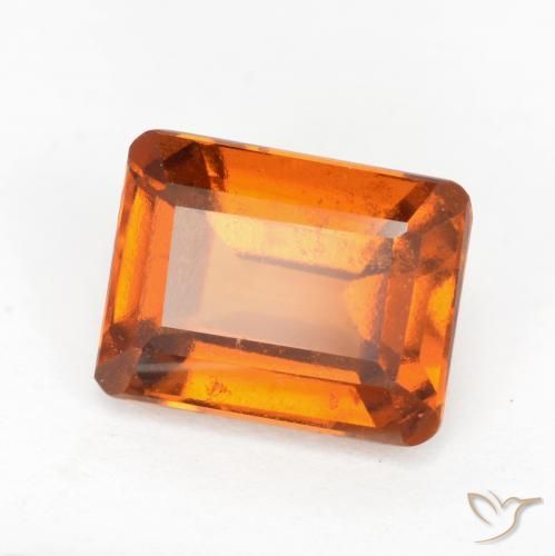 2.13ct Натуральный Темно-оранжевый Гранат Гессонит, Изумрудная огранка, VS-SI