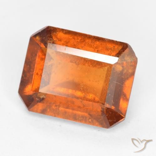 1.82ct Натуральный Темно-оранжевый Гранат Гессонит, Изумрудная огранка, SI