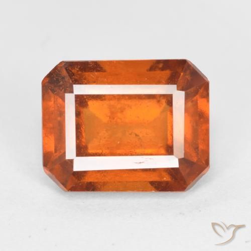 2.38ct Натуральный Темно-оранжевый Гранат Гессонит, Изумрудная огранка, SI