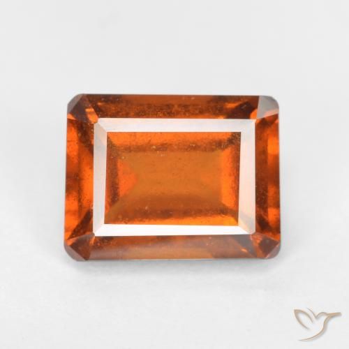 2.14ct Натуральный Средне-темно-оранжевый Гранат Гессонит, Изумрудная огранка, SI