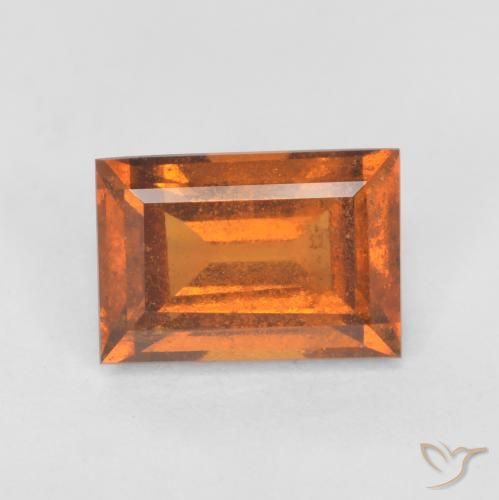 1.21ct Натуральный Темно-оранжевый Гранат Гессонит, Огранка Багет, SI