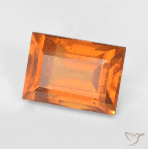1.66ct Натуральный Ярко-оранжевый Гранат Гессонит, Огранка Багет, VS-SI