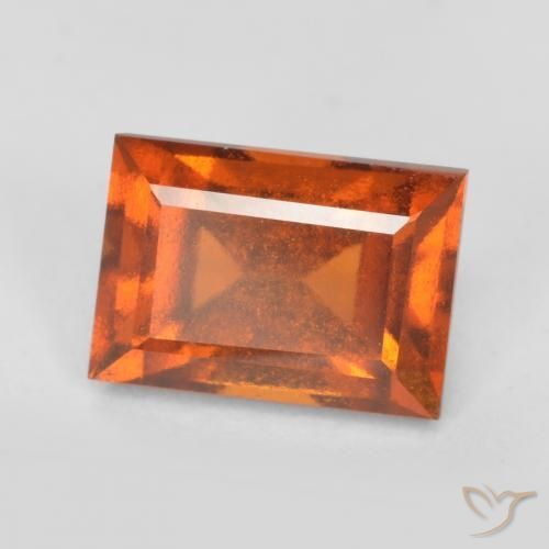 1.56ct Натуральный Средне-темно-оранжевый Гранат Гессонит, Огранка Багет, Чистота VS