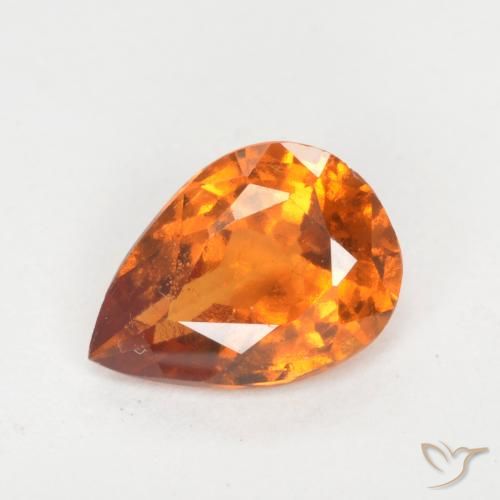 0.93ct Натуральный Темно-оранжевый Гранат Гессонит, Форма груши, VS-SI