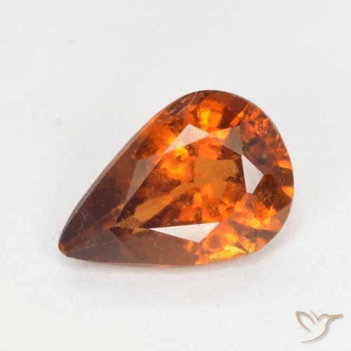 1.01ct Натуральный Темно-оранжевый Гранат Гессонит, Форма груши, VS-SI