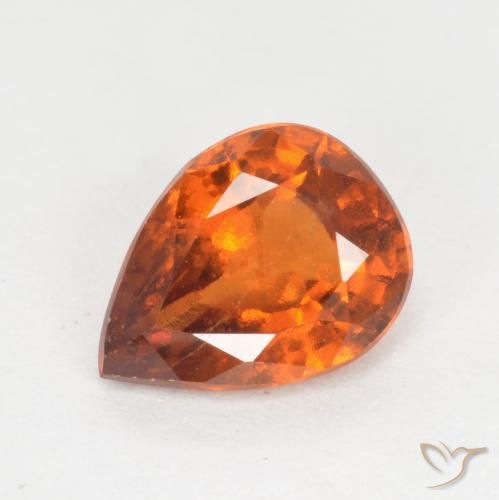 1.18ct Натуральный Темно-оранжевый Гранат Гессонит, Форма груши, VS-SI