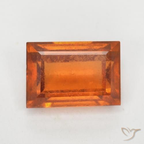 1.24ct Натуральный Темно-оранжевый Гранат Гессонит, Огранка Багет, SI