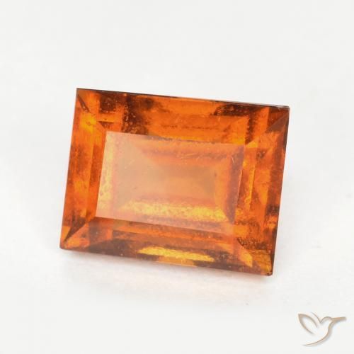 1.36ct Натуральный Темно-оранжевый Гранат Гессонит, Огранка Багет, VS-SI