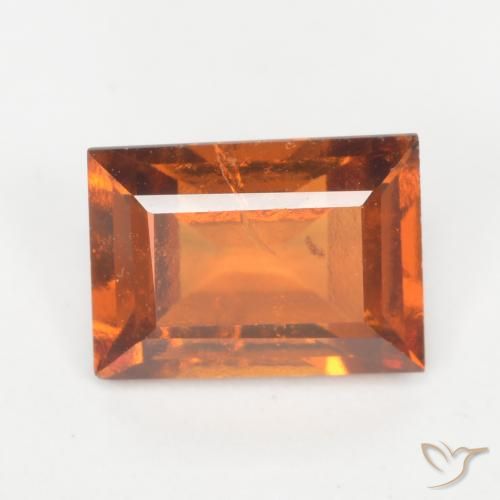 1.33ct Натуральный Темно-оранжевый Гранат Гессонит, Огранка Багет, SI