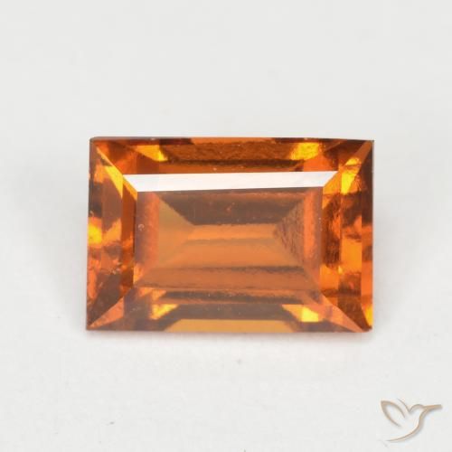 1.18ct Натуральный Средне-темно-оранжевый Гранат Гессонит, Огранка Багет, VVS-VS